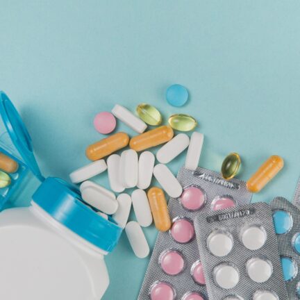 top-view-variety-medicine-tablets